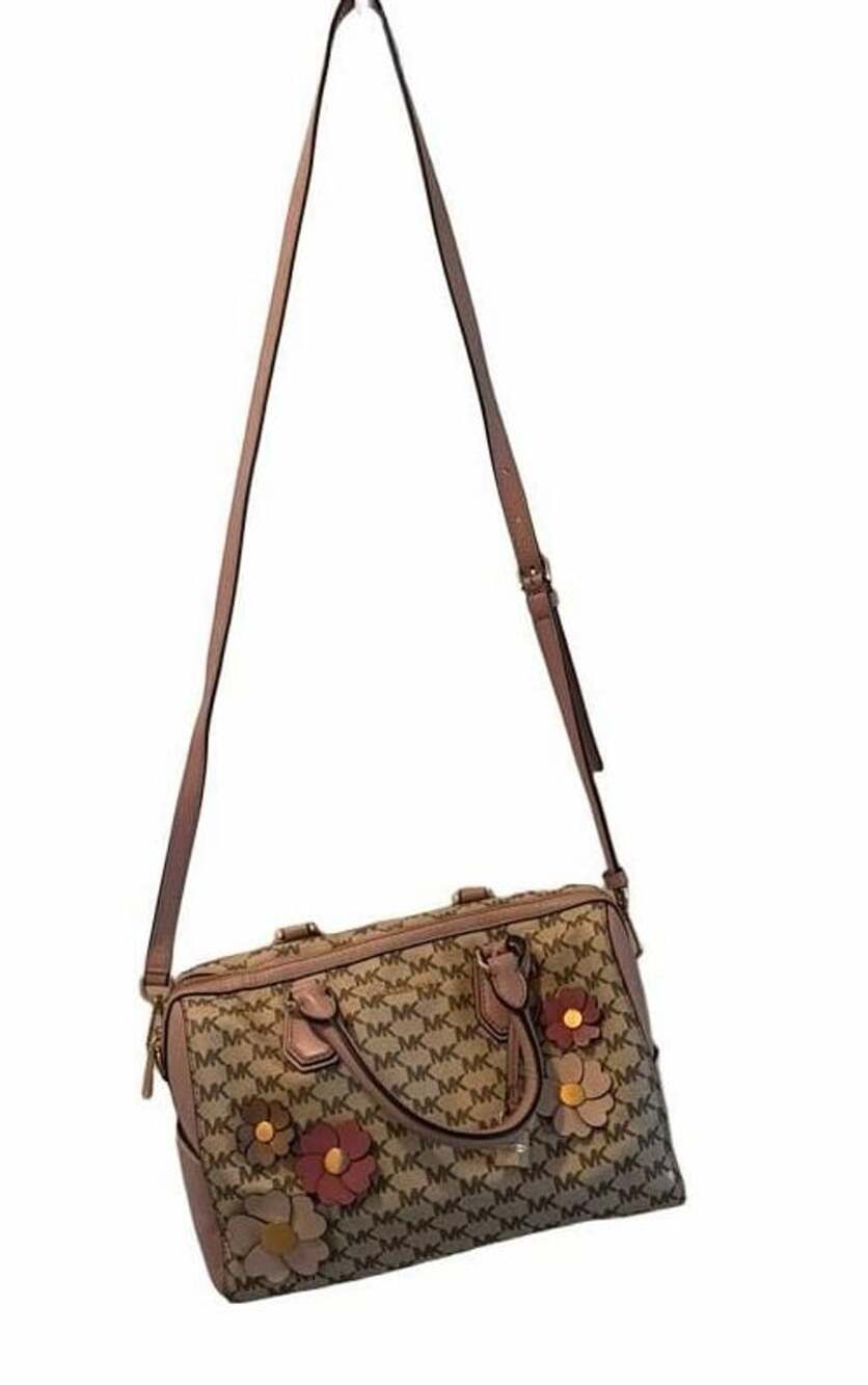 Michael Kors Mercer Floral Applique Medium Duffle Bag in Signature Canvas